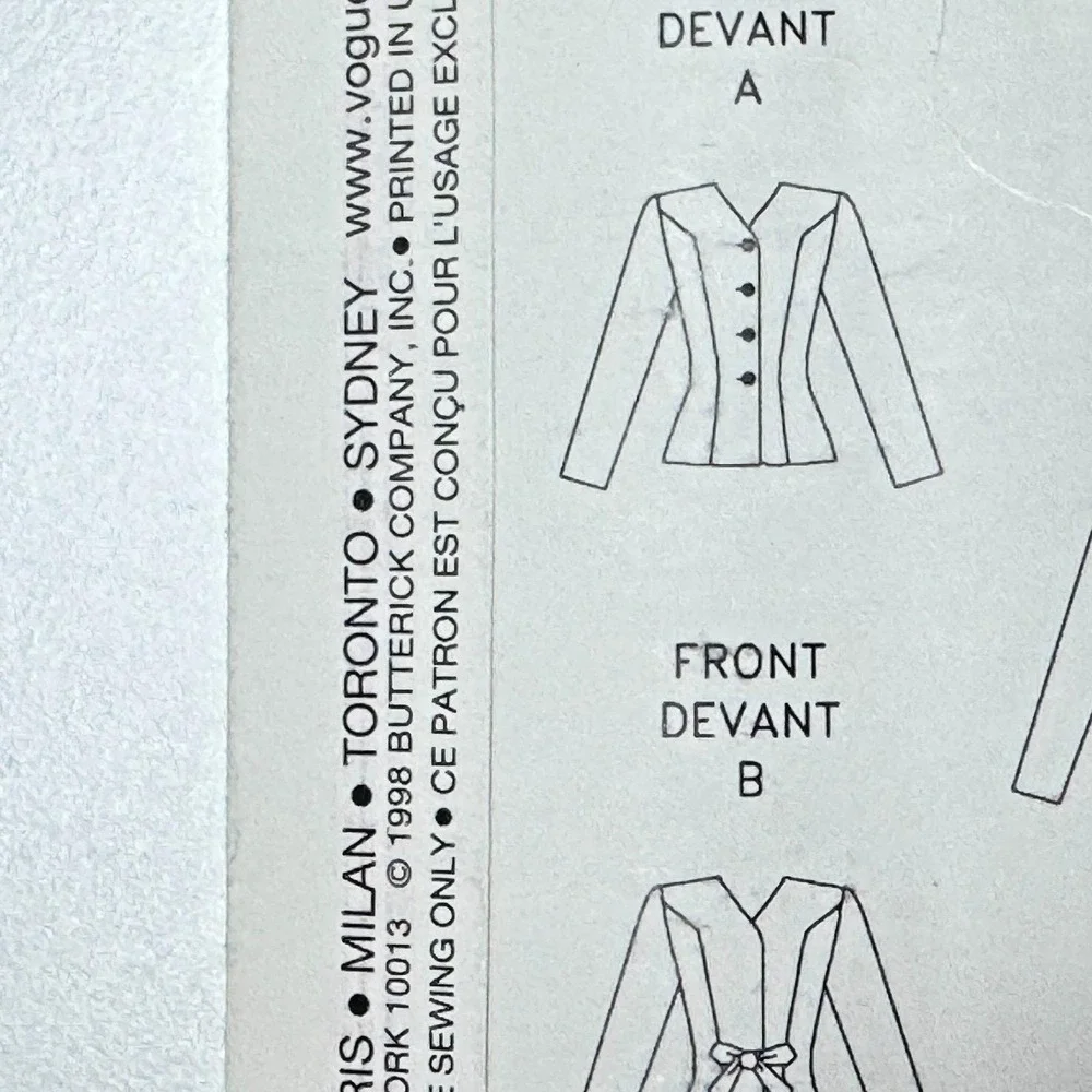 VOGUE 2199‎ Vintage Model Uncut Pattern 1946 Design Suit Jacket Blazer Skirt 14